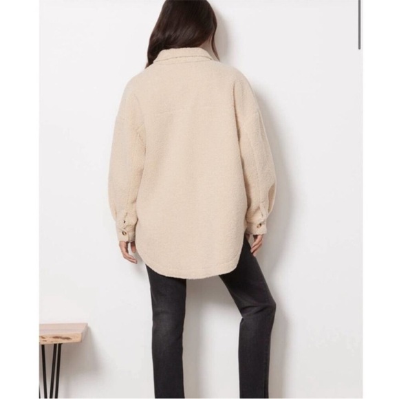 Good American Sherpa Shacket NWT Size 1/2 Tan Oversized Small / Medium - Picture 11 of 14